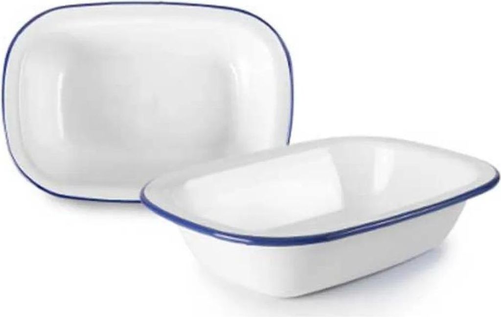 Emaille-Backblech weiß blau 27cm