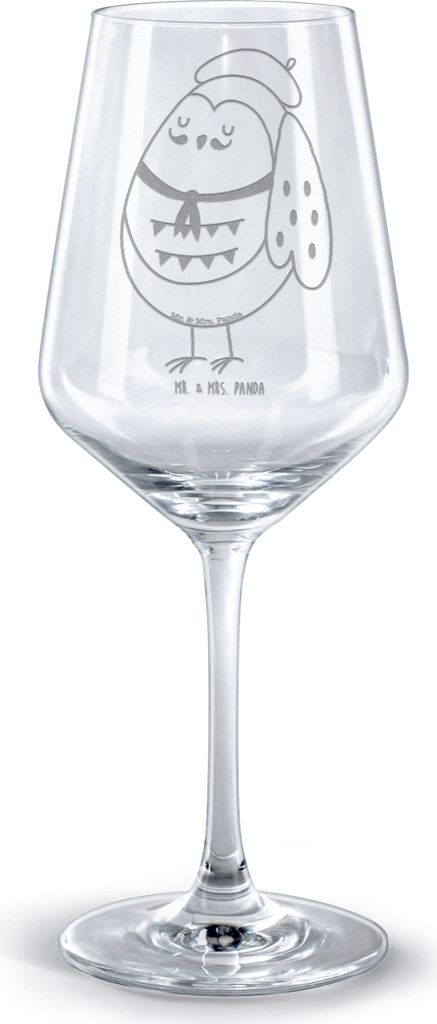 Mr. & Mrs. Panda Rotwein Glas Eule Frankreich - Transparent - Geschenk, für, Burgunderglas, La Vie Est Belle, Französisch, Eulen, Stolz, weinglas...