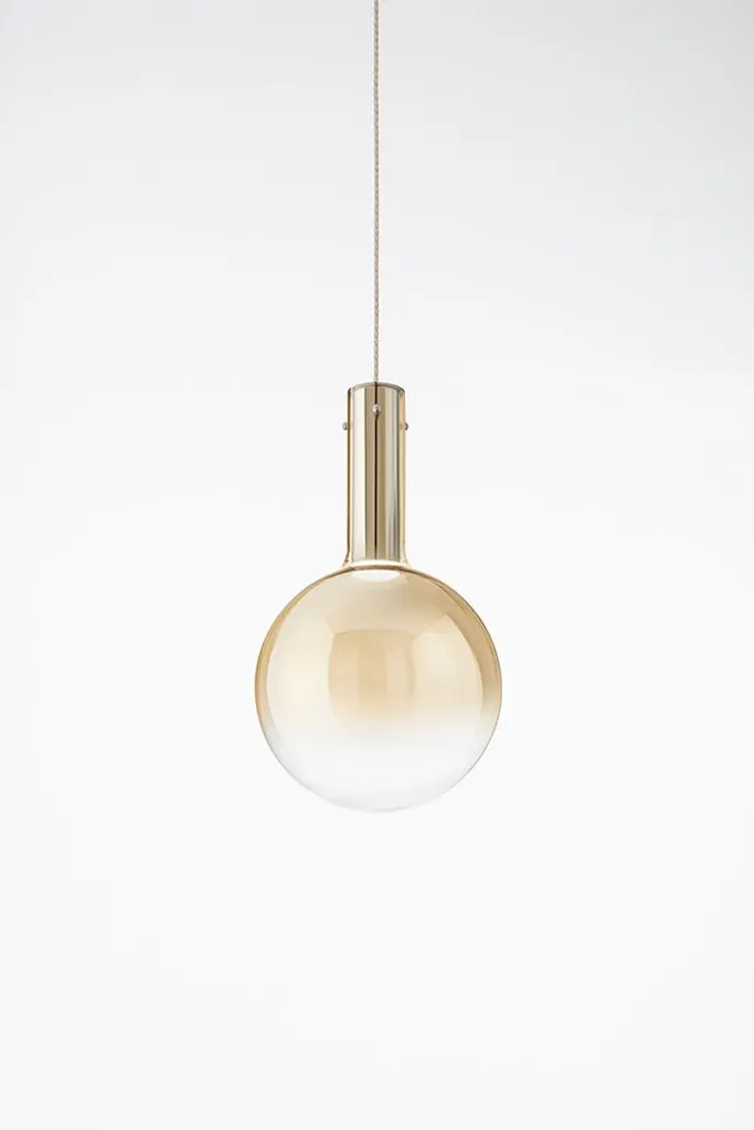 Suspension LED 7W Verre Borosilicaté Ambre et Chrome Perenz 25x43 cm
