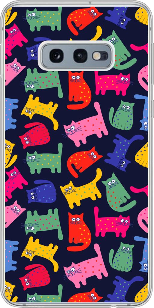MuchoWow Handyhülle Schutzhülle Hülle für Telefoonhoesje Samsung Galaxy S10e Muster - Katze - Regenbogen - Rosa - Mädchen - Kinder - Kind Si...