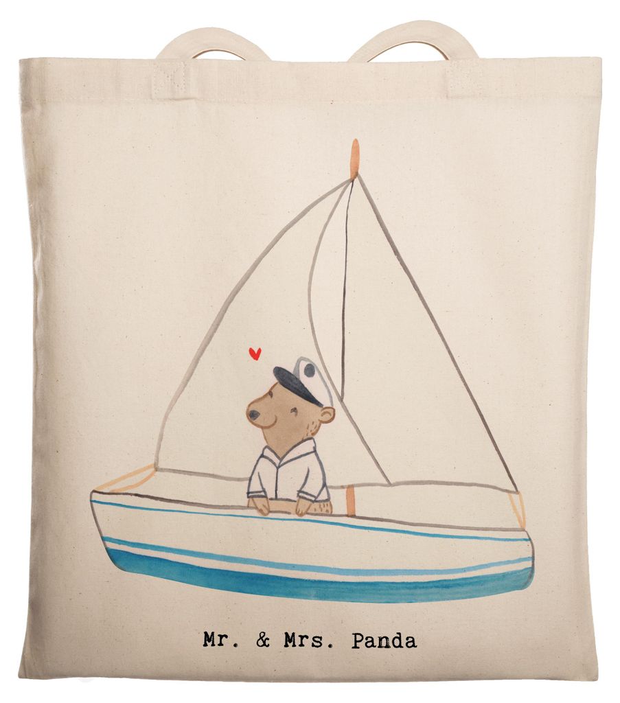 Mr. & Mrs. Panda Tote Bag Bär Segeln - Transparent - Geschenk, Tasche, Stoffbeutel, Uni, Shopping, Segelschule, Segeltörn, Segelboot, Laptoptasch...