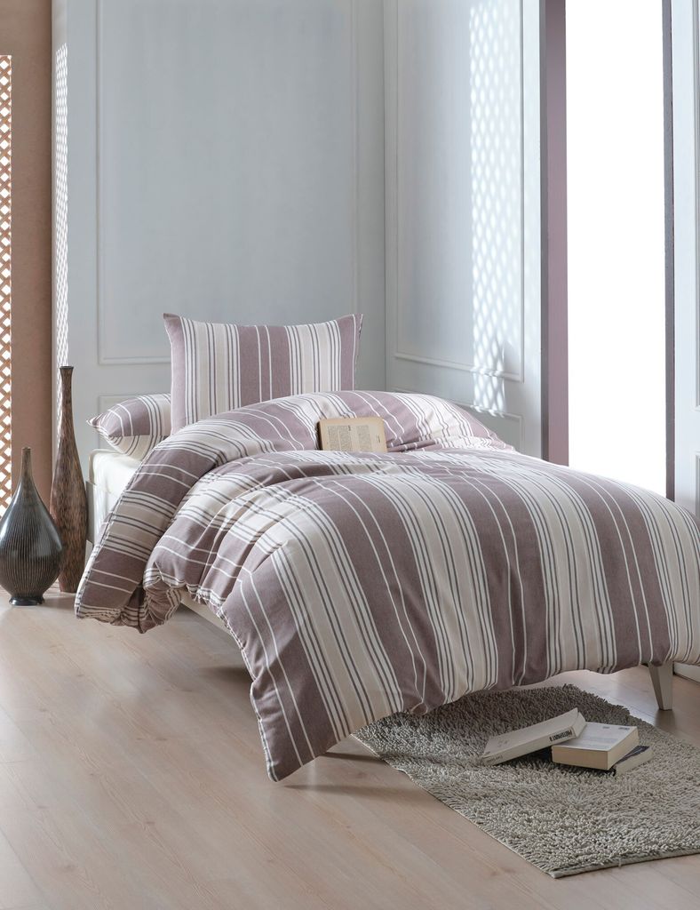 L'Essentiel Linge de Maison, Lima - Brown, Braun, Einzelbettbezug-Set, 70 % BAUMWOLLE / 30 % POLYESTER, 140 x 200 cm