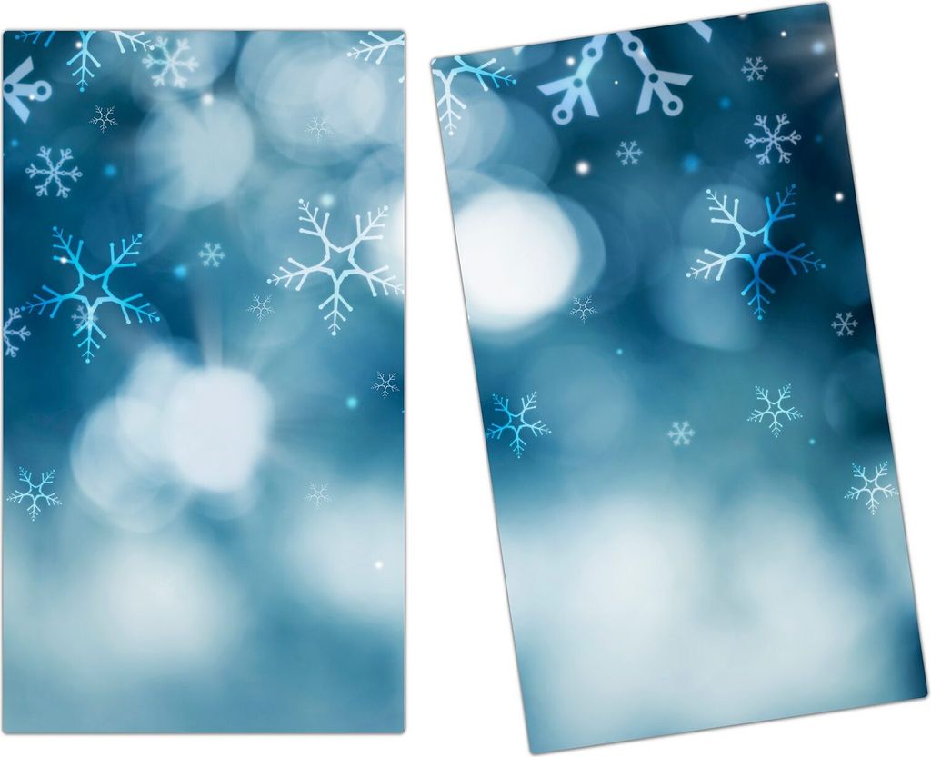 Spritzschutz Herdabdeckplatte Schneidebrett aus Glas Eisflocken 2-Teilig (60x52cm)