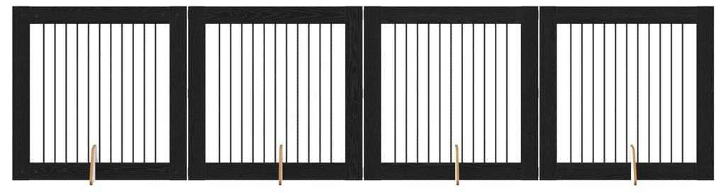 Hundetor mit Ständern 4 pcs Schwarze Eiche 100 x 100 cm