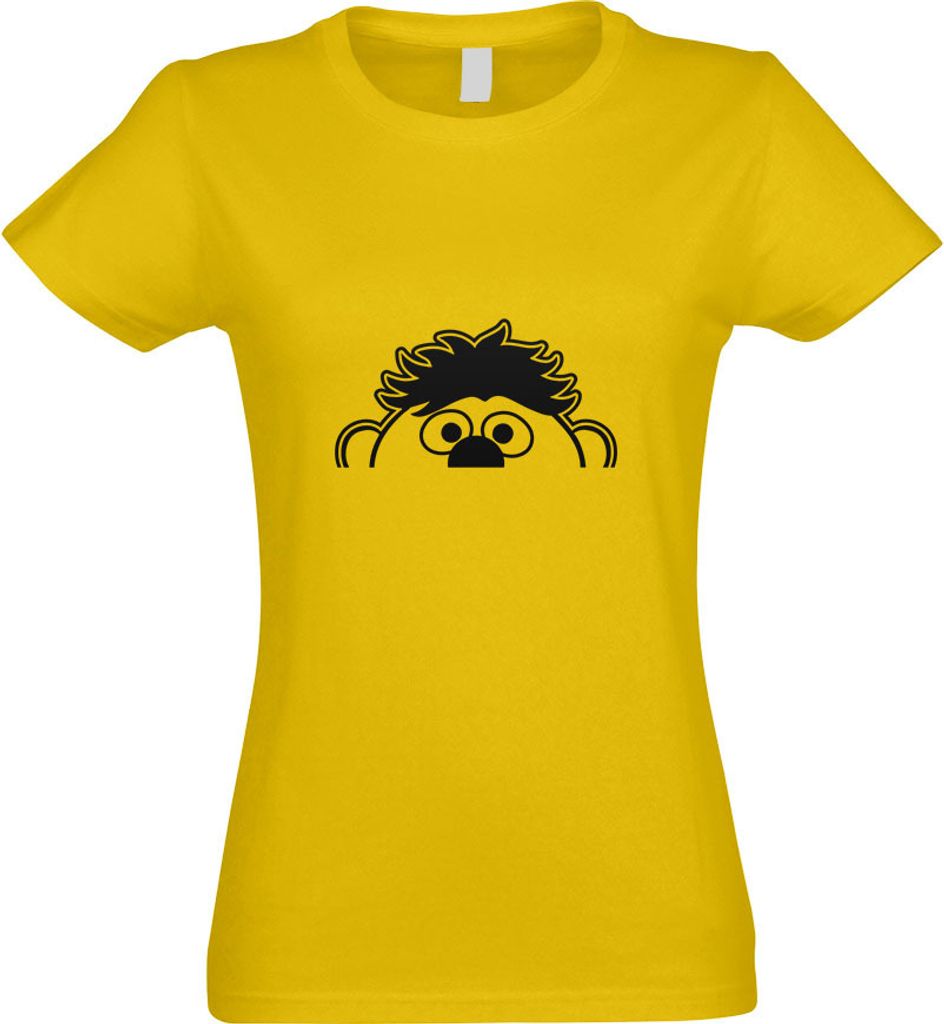 Kiwistar - T-Shirt tailliert - Damen - gelb - Halber Ernie - mit Motiv Bedruckt - Funshirt Design - Sport - Freizeit - Damen - XL