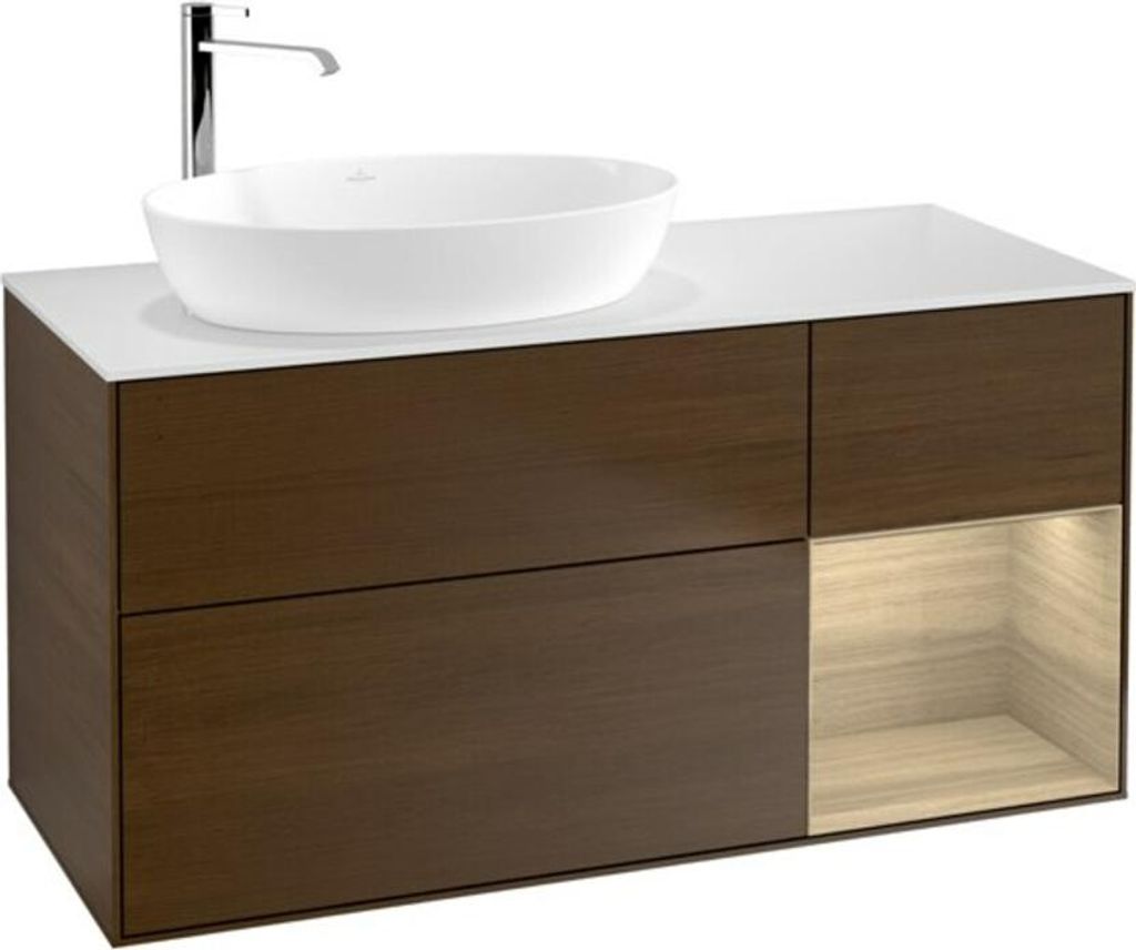 V&B Waschtischunterschrank Wandbeleuchtung Finion 120cm, Pl wh. m, Reg Oa ven, wal ven