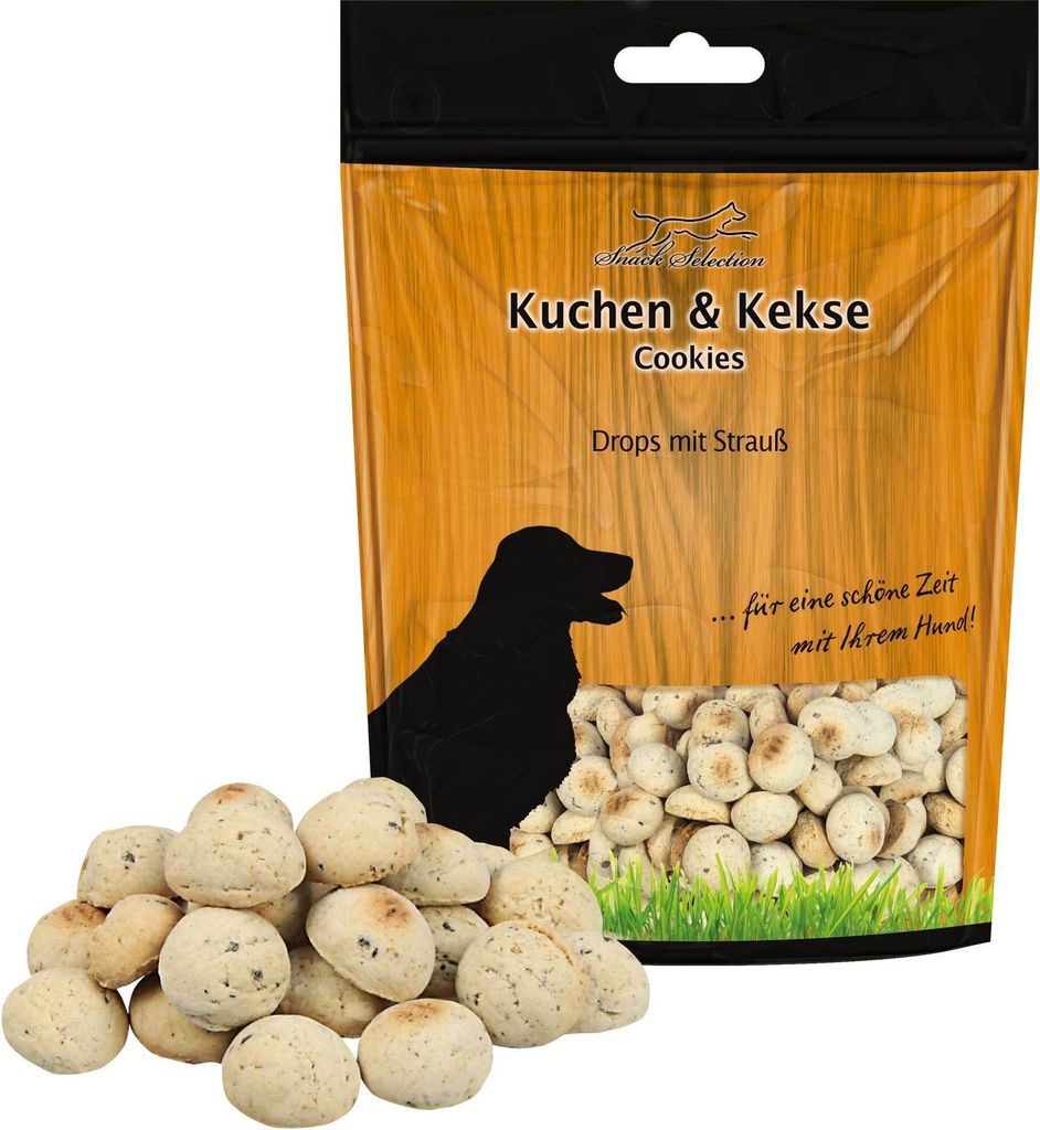 2 kg - Schecker Dogreform Hosentaschen-Drops mit Strauß - Hundefutter - Hundekekse mit Strauß