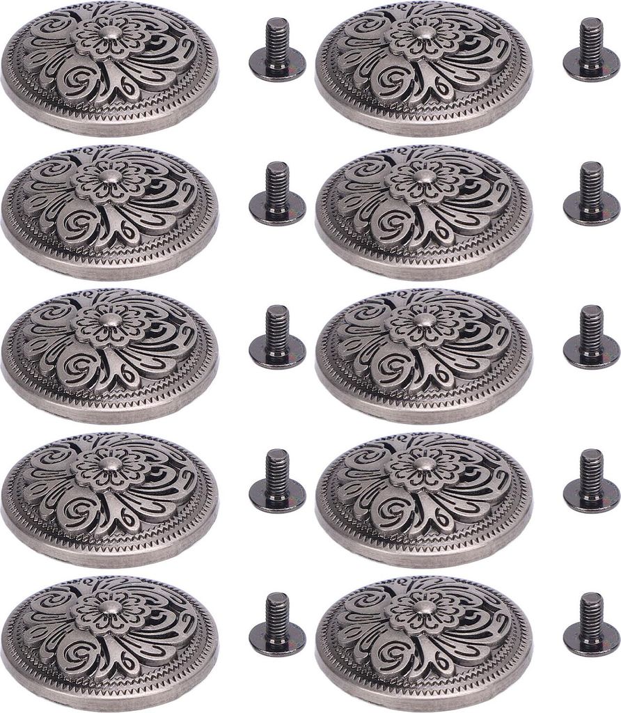 10 Sets Blumenmuster Nieten 26mm Zinklegungsschraube dekorativ mit 7 mm Schraube für Gürtelbeutel Handtasche Brieftasche