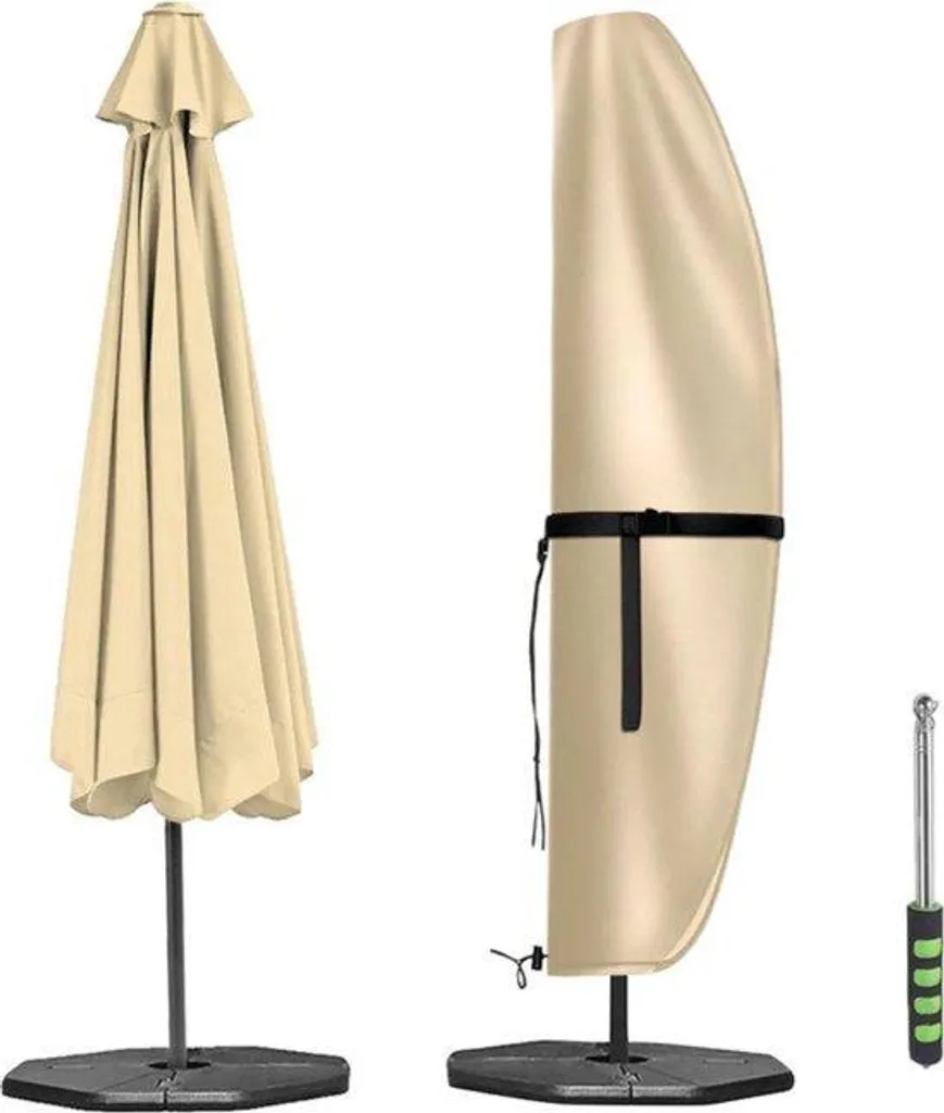 Housse pour parasol de terrasse beige 265cm - Idéal protection hiver