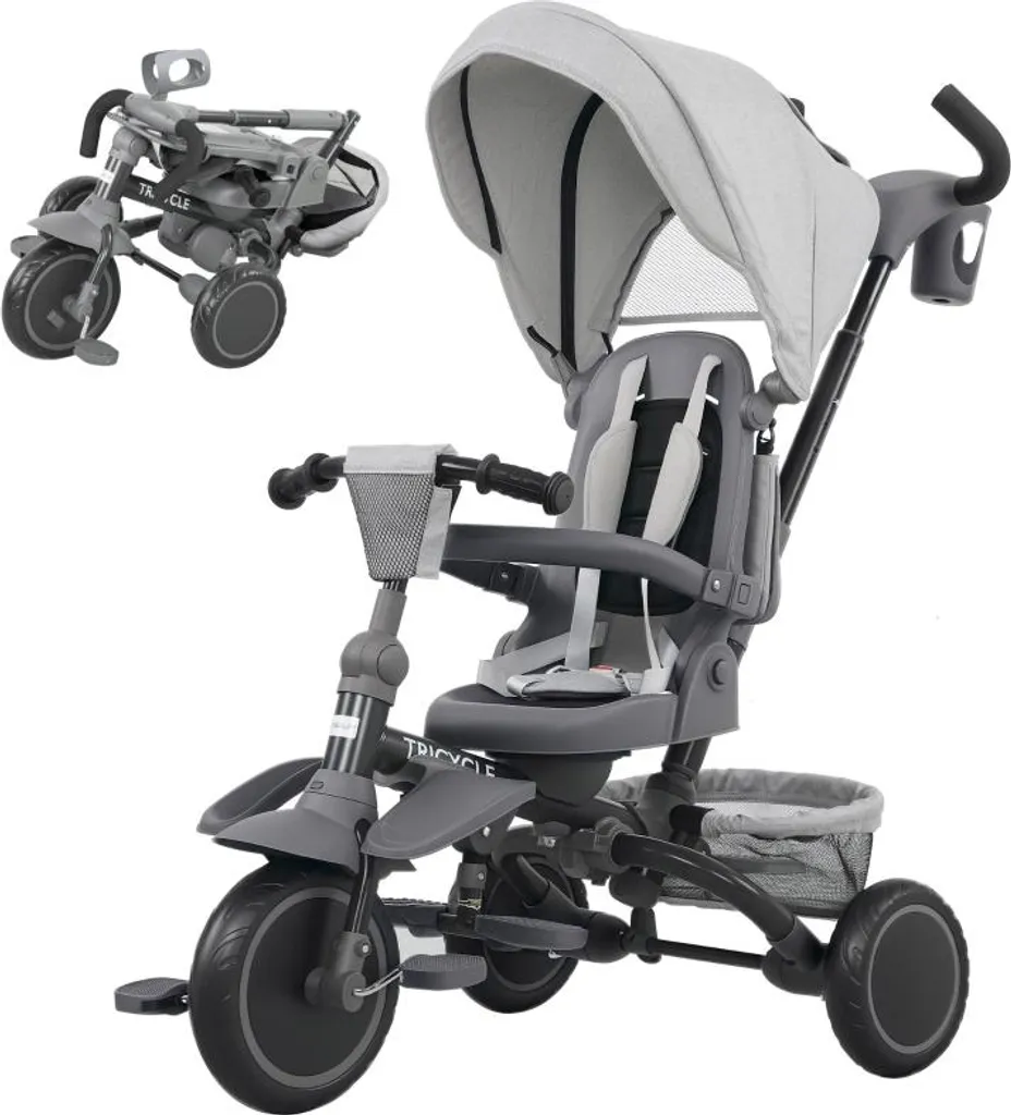 Tricycle évolutif Fortuna Lai 6 en 1 pliable pour bébé gris