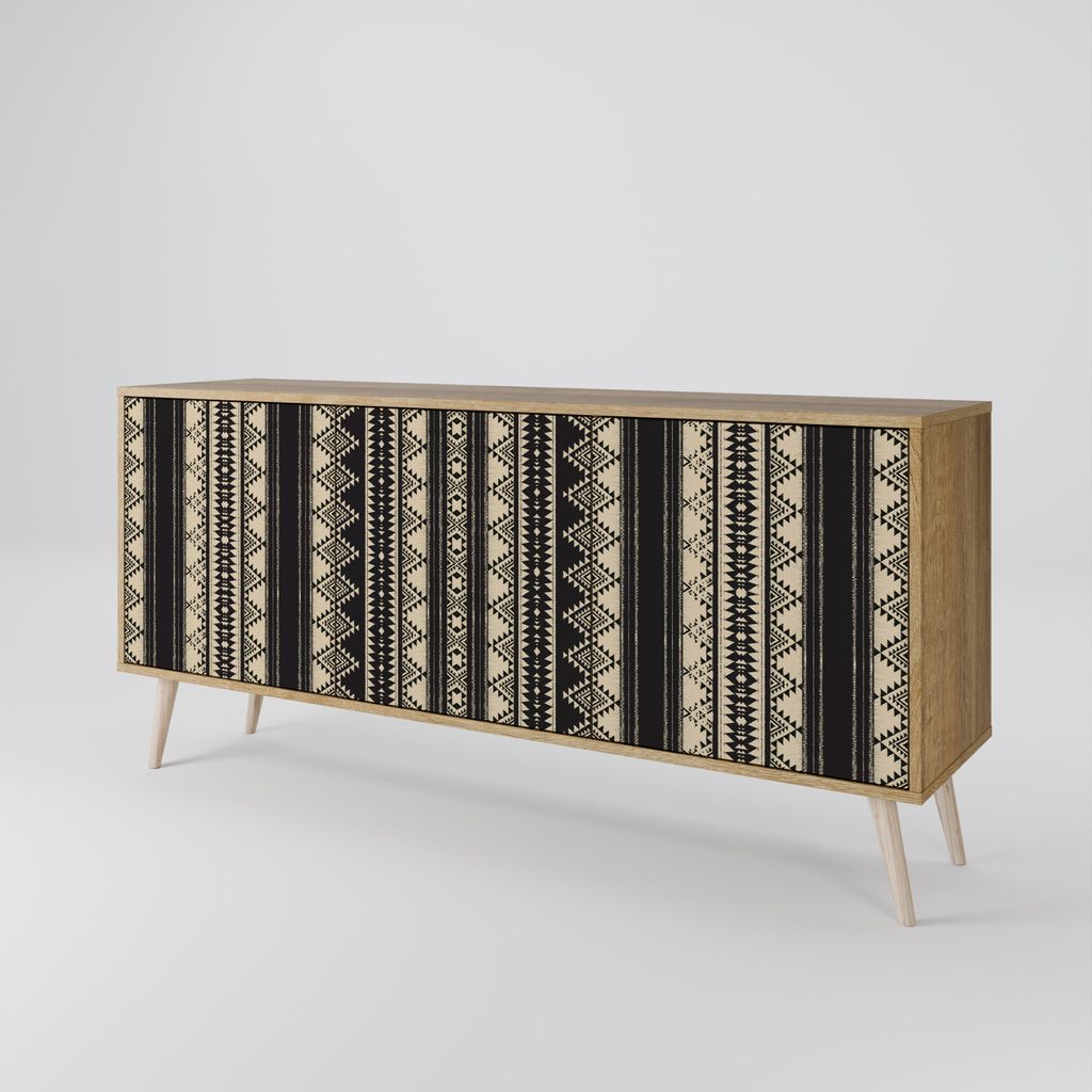 Spacerebels Kommode mit 3 Türen - Sideboard Komodenschrank - Highboard - Kleiderschrank Möbel - Wohnzimmer Schlafzimmer - 57,5×111×42 (HxBxT)