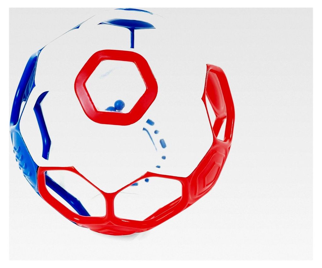 Oball Grippin' Goals Rassel-Fußball – Rot, Weiß und Blau, leicht greifbares Spielzeug für Neugeborene und älter