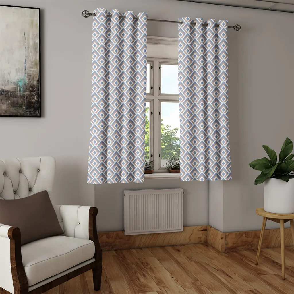 ABAKUHAUS Tenda con occhielli nera e grigia, strisce angolate, design artistico, tinta unita, elementi decorativi, tende decorative a 2 pannelli, 280 cm x 245 cm, grigio chiaro e nero