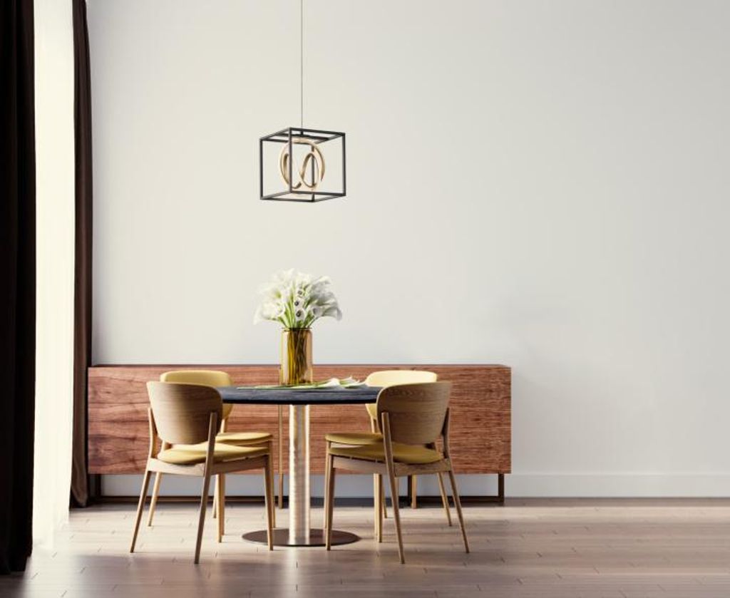 LED Pendelleuchte Schwarz Gold einflammig mit Fernbedienung Produktbild 