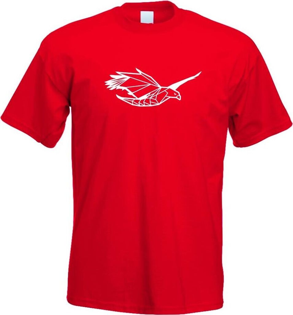 Kiwistar - T-Shirt - rot - Adler Raubvogel Polygon Motiv Bedruckt Funshirt Design Print - mit Motiv Bedruckt - Funshirt Design - Sport - Freizeit -...