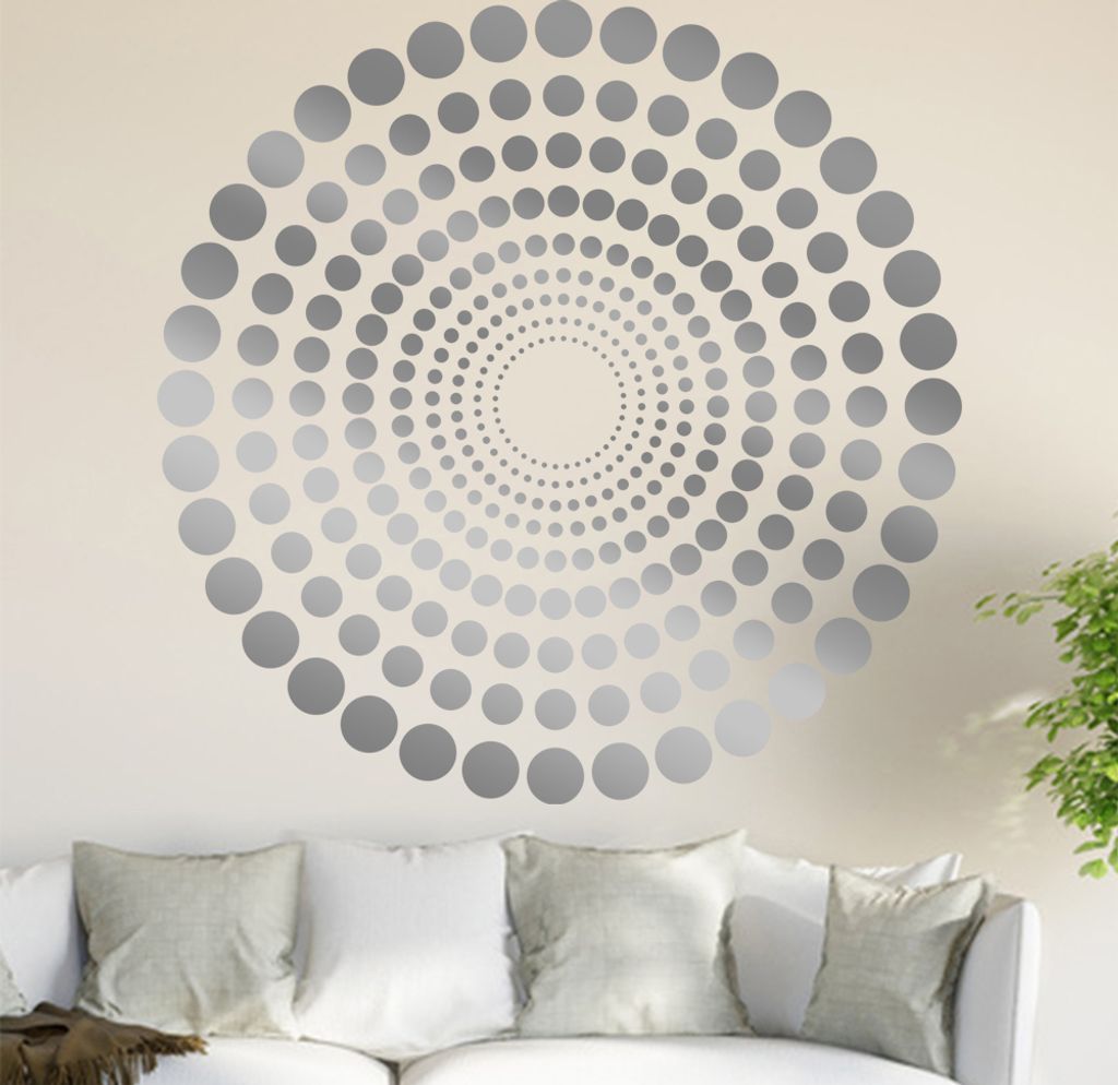 Kreis Ornament Wandtattoo in 6 Größen - Wandaufkleber Wall Sticker - Dekoration, Küche, Wohnzimmer, Schlafzimmer, Badezimmer