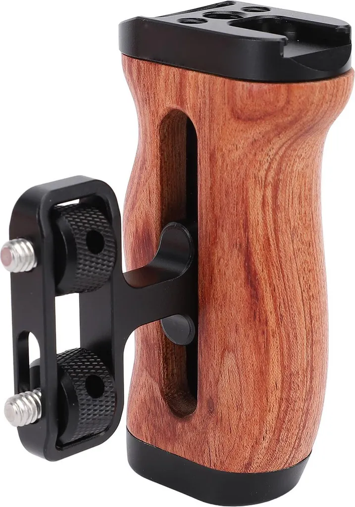 Grip bois caméra pour cage avec cold shoe : montage aisé micro et accessoires