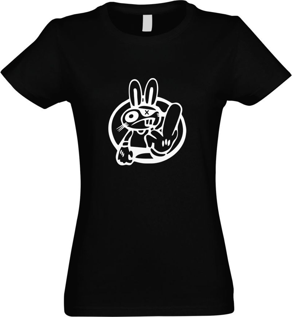 Kiwistar - T-Shirt tailliert - Damen - schwarz - Drift Rabbit - mit Motiv Bedruckt - Funshirt Design - Sport - Freizeit - Damen - XL