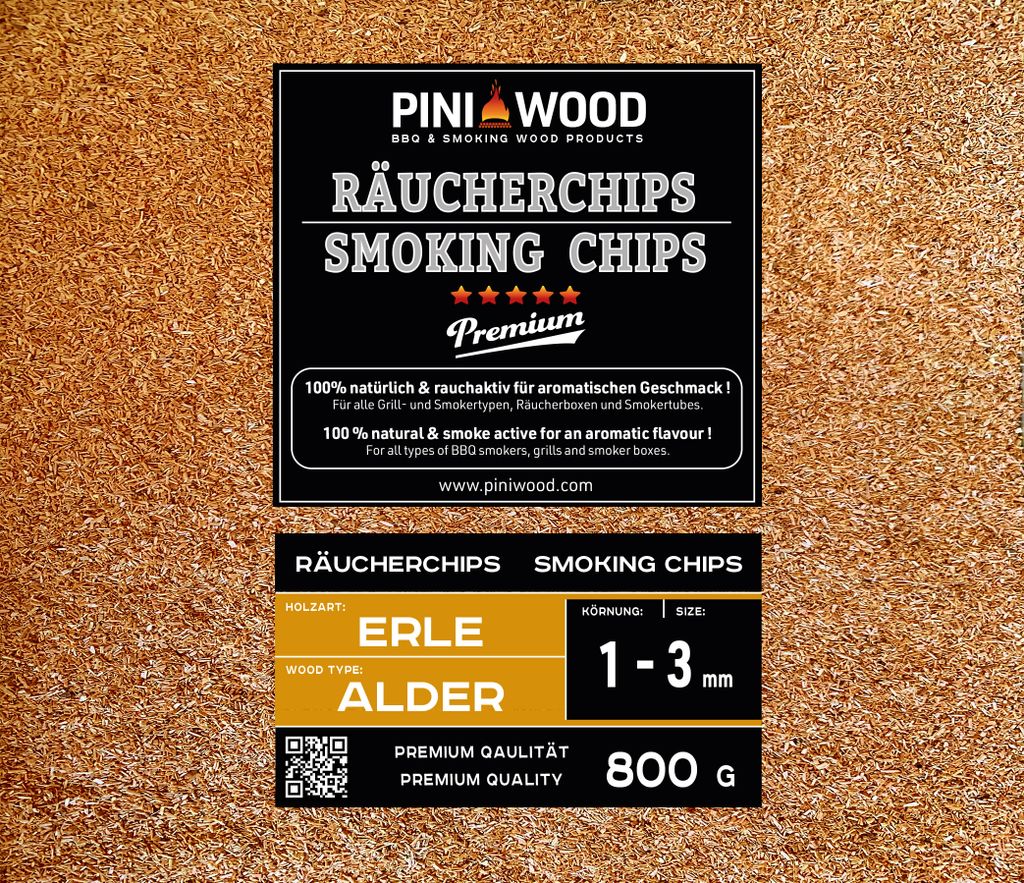 PINI 800 g Räucherchips Erle ohne Rinde 1-3 mm Smoking Produktbild 