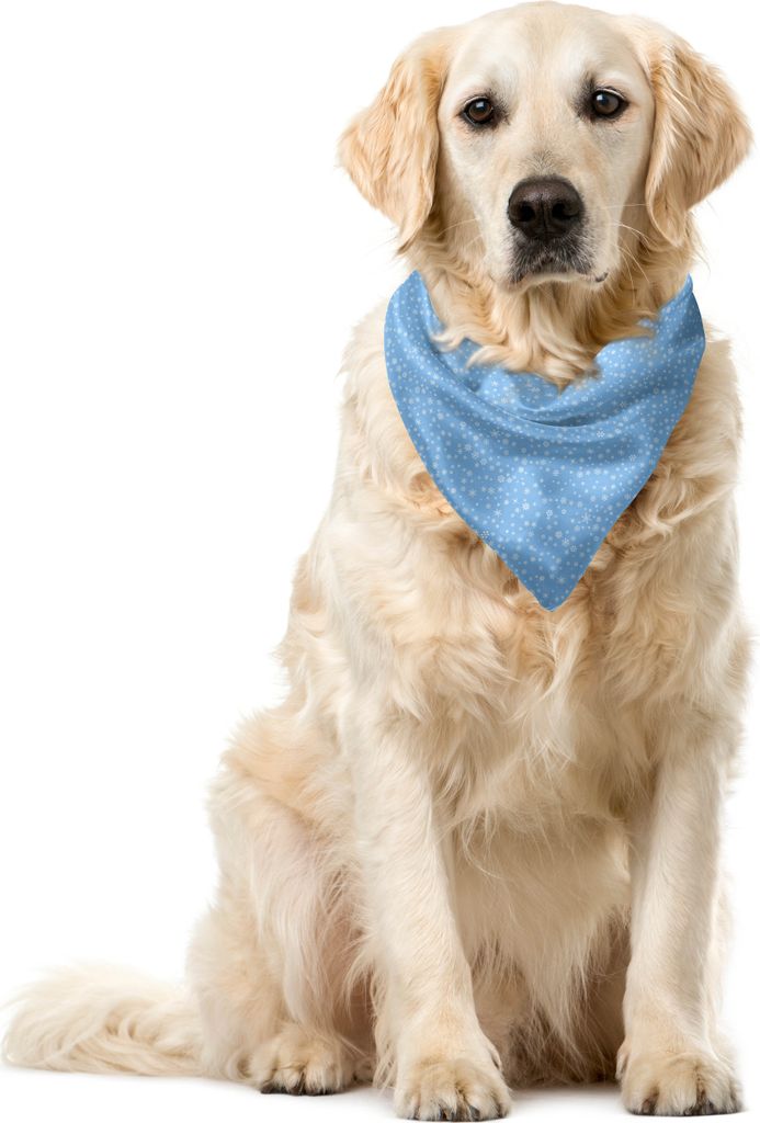 ABAKUHAUS Winter Haustier Bandana, Schneeflocken fallen, 55x55 cm, Blau Weiss