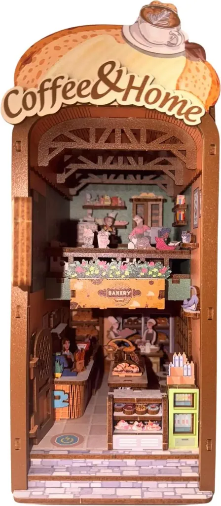 Animez votre Bibliothèque avec le Book Nook Boulangerie Maquette en Bois