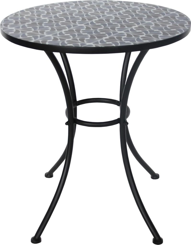 Gartentisch Celia rund Metall Ø 57 x H 68 cm Schwarz/Weiß Produktbild 