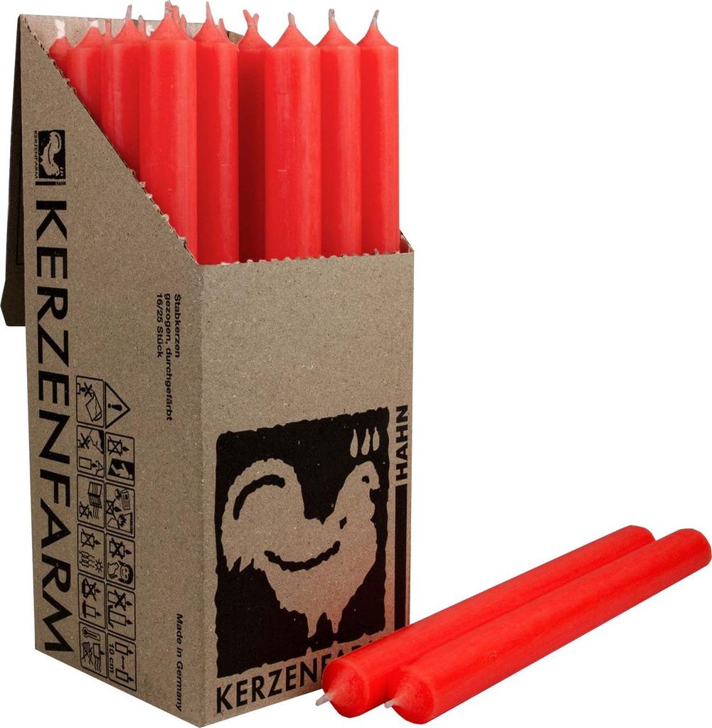 25 Stabkerzen Neon Orange 250 x 22 mm Kerzenfarm Kerzen Candle