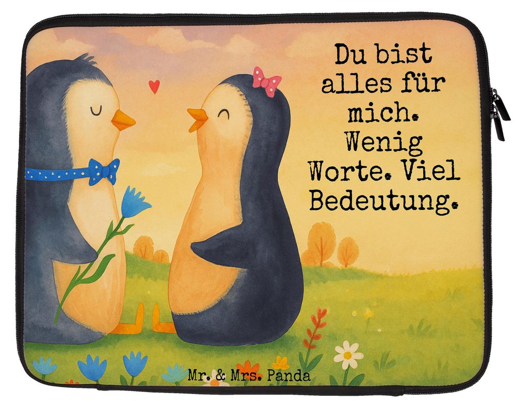 Mr. & Mrs. Panda Laptop Tasche Pinguin Pärchen Design 27 x 36 cm - Weiß - Geschenk, Hochzeitsgeschenk, Hochzeit, Hülle, Liebe, Hochzeitstag, Not...