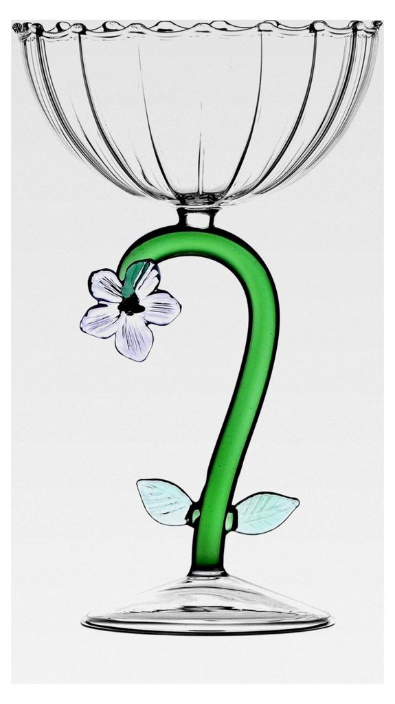 Champagnerschale lila Blume | Botanische Kollektion | 28 cl | Borosilikatglas | handgefertigt