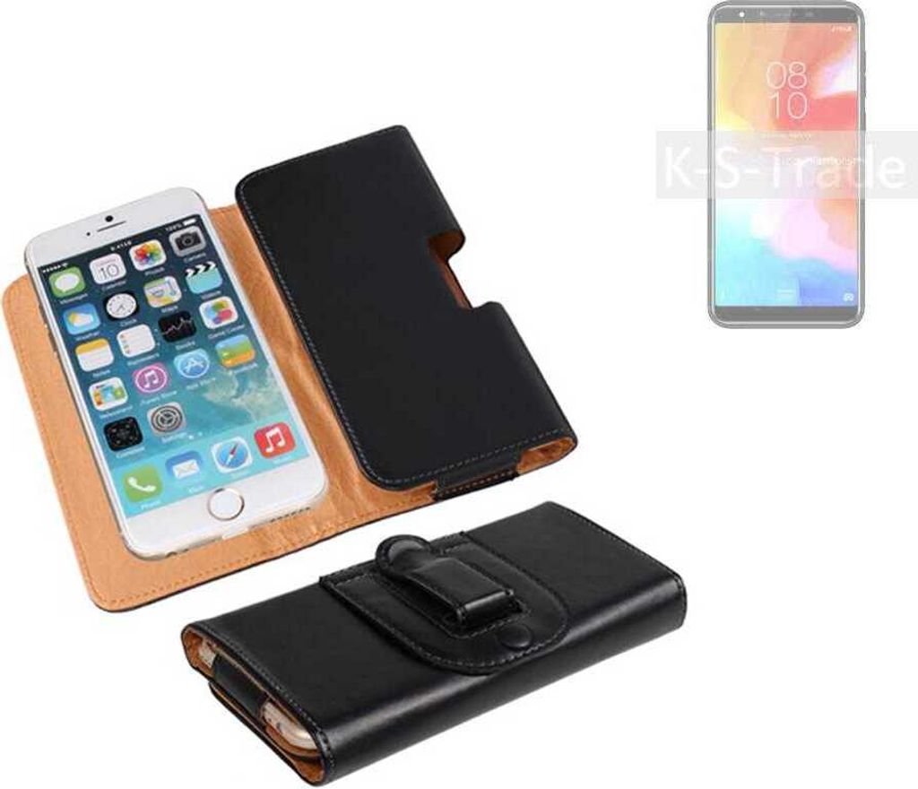 K-S-Trade Schützhülle Handyhülle kompatibel mit HomTom H5 Holster Gürtel Tasche Schutzhülle Handy-Tasche Smartphone Case Seitentasche schwarz 1x