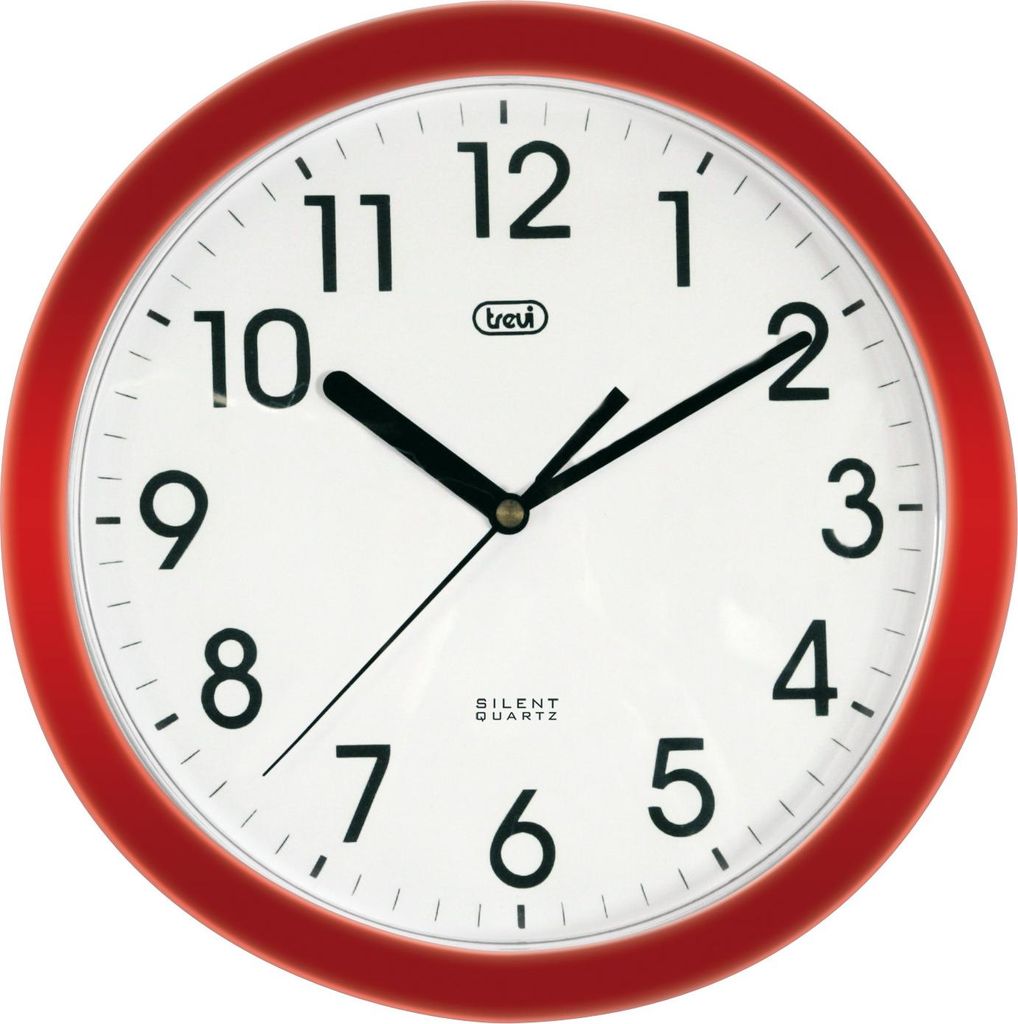 Trevi OM3301, Zeď, Hodiny, Kruh, Červená, Bílá, AA, 25 cm Obrázek produktu 