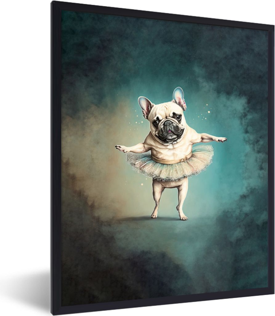MuchoWow Gerahmtes Poster Hund - Tutu - Ballett - Abstrakt - Porträt 30x40 cm - Poster mit Schwarzem Bilderrahmen Wandposter Rahmen Foto Bilder ...