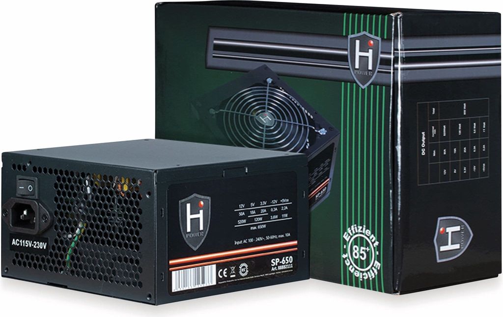 Inter-Tech Netzteil 650W HIPOWER SP-650 1X 120mm Lüfter Produktbild 