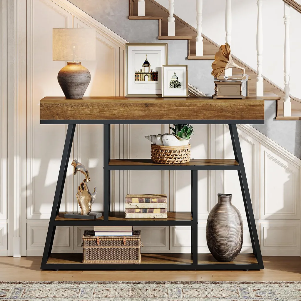 Meuble console étroite pour couloir encombré, table gain de place 105cm - 6