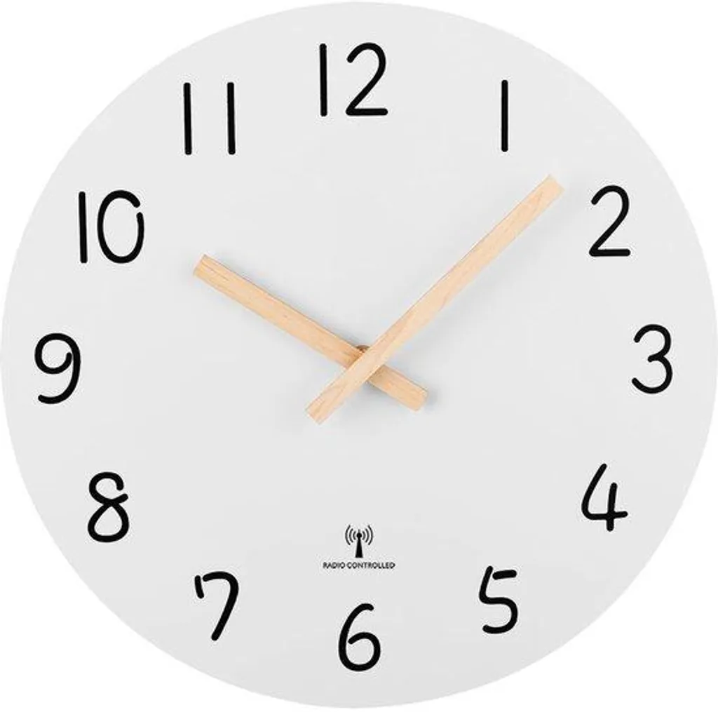 Horloge murale silencieuse radiocommandée 30cm bois de noyer sans tic-tac