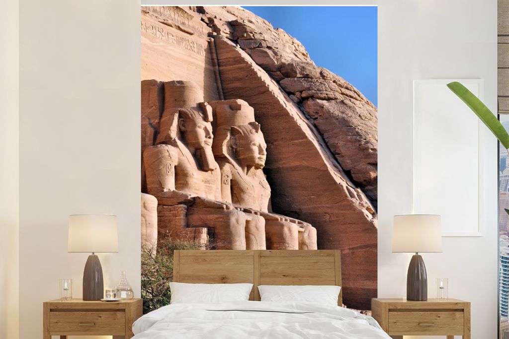 MuchoWow Fototapete für Wohnzimmer oder Schlafzimmer Wandtapete Vinyl Motivtapete Seitenansicht des Aboe Simbel-Tempels in Ägypten - 145x220 cm...