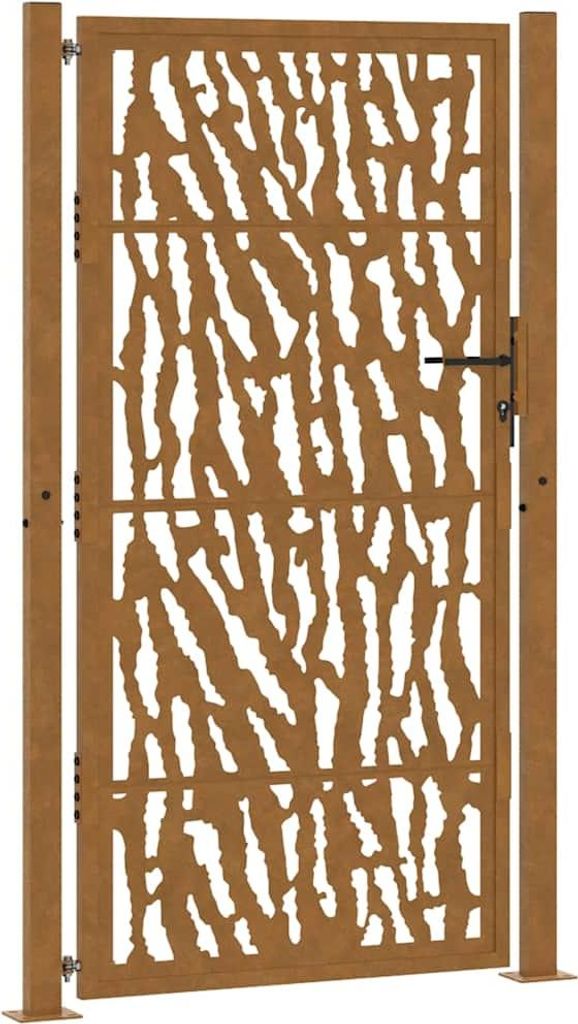 vidaXL Gartentor 100x200 cm Verwitterungsstahl Trace-Design