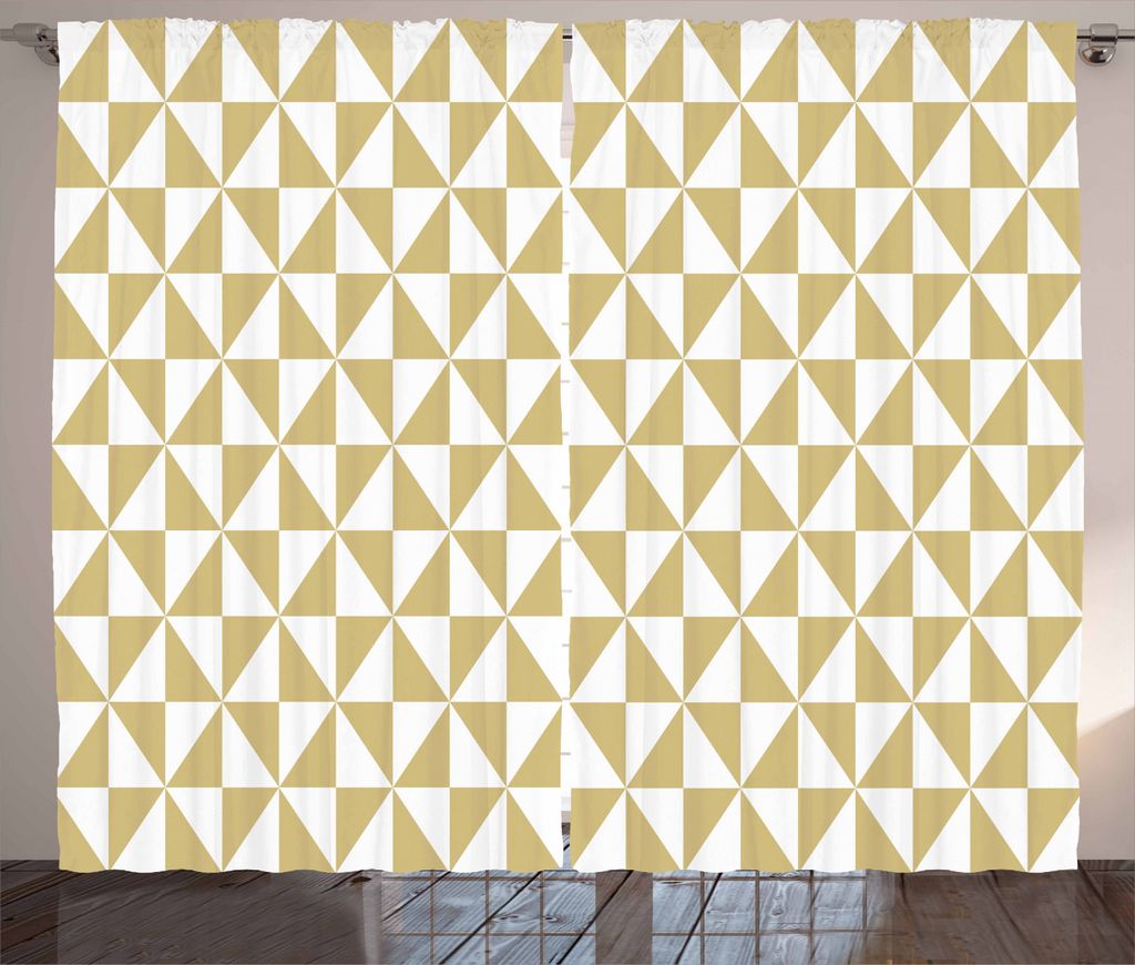 ABAKUHAUS Geometrisch Rustikaler Gardine, symmetrische Diamanten, Schlafzimmer Kräuselband Vorhang mit Schlaufen und Haken, 280 x 245 cm, Kamel un...
