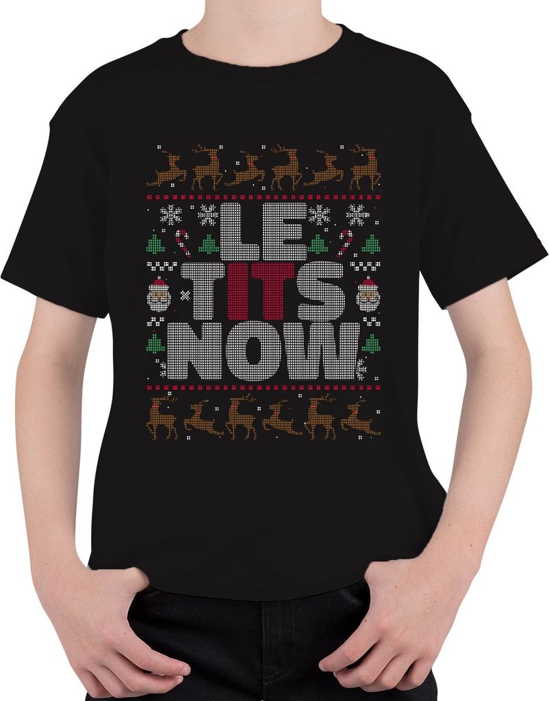 Le Tits Now lustiger Weihnachtsspruch - Ugly Christmas Sweater Weihnachten Uni Kinder T-Shirt, Schwarz, 152