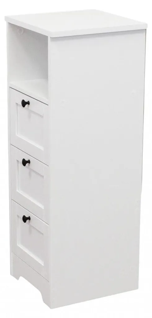 Meuble d'entrée blanc en bois avec 3 tiroirs et tablette de rangement
