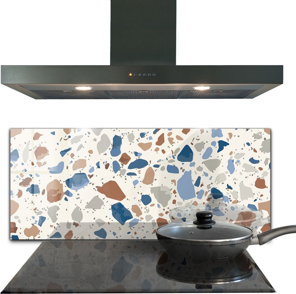 Spritzschutz aus Glas Küchenrückwand - Wandschutz für Herd und Spüle - 125x50 cm - Terrazzo Lastryko Stein