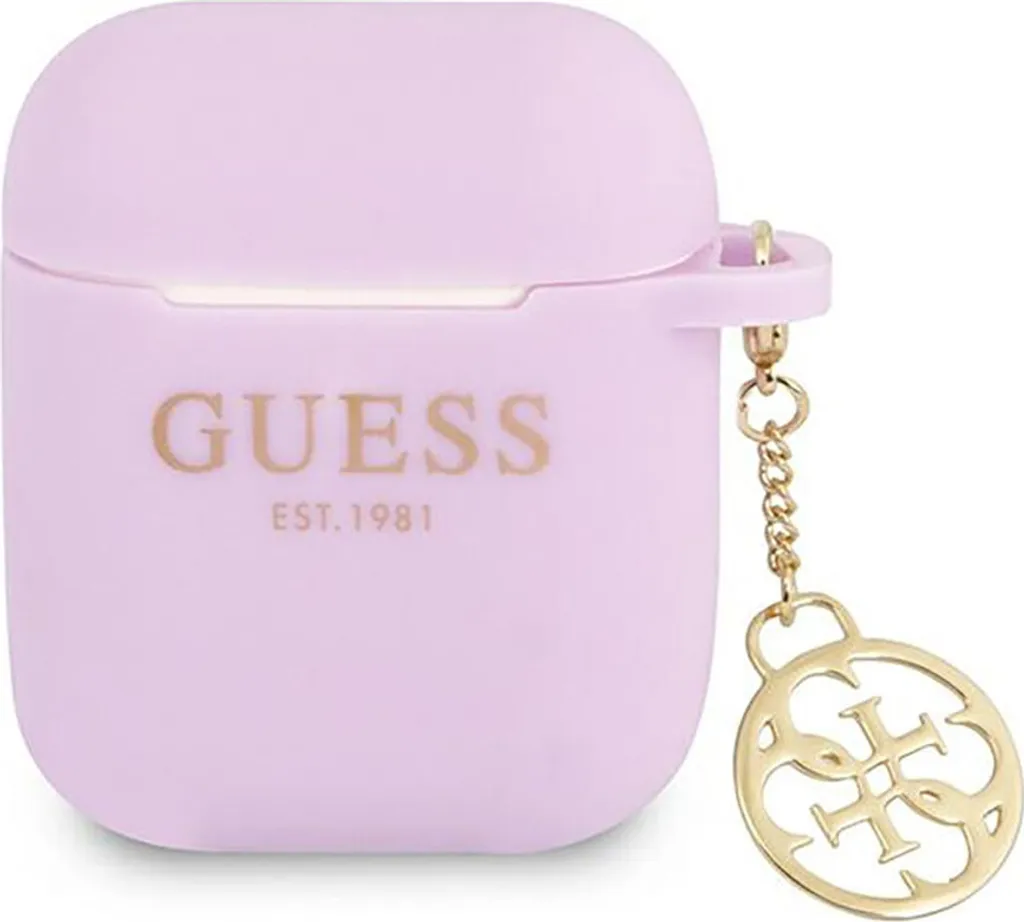 Guess Gua2Lsc4Eu Airpods 1/2 Cover Fioletowy/Purple Silicone Charm 4G Collection