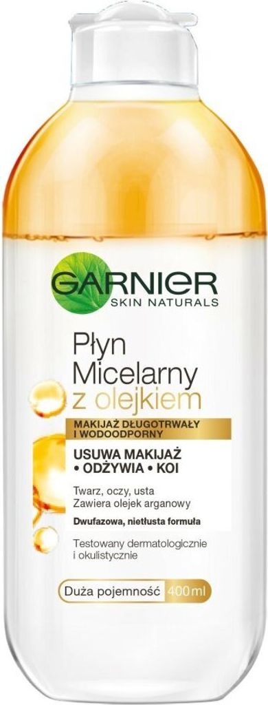 A bottle of Garnier Skin Naturals Micellar Solution with Oil.
