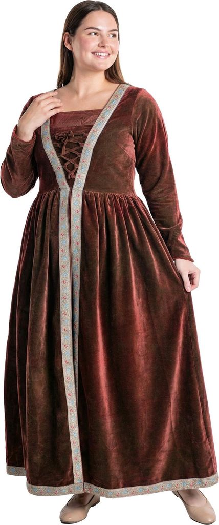 Zauberin Samtkleid rotbraun Größe: 3XL