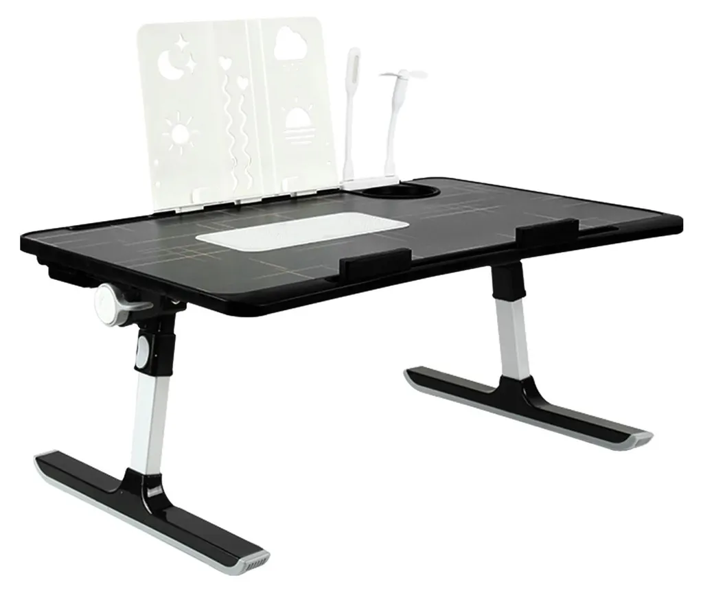 Tablette PC Pliable avec Ventilation et Hauteur Réglable Noir 60x40 cm