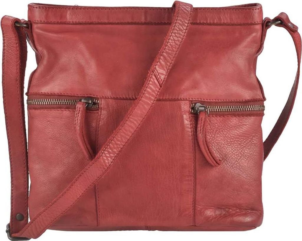 Bear Design Tasche Leder Schultertasche Umhängetasche klein 26x25cm rot Damen Frauen CL35556-red