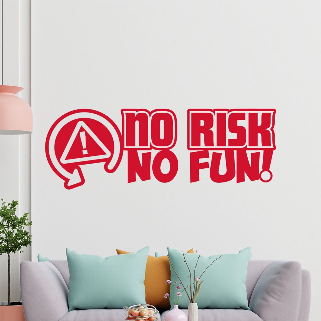 KIWISTAR No Risk No Fun - Risiko Spaß Mut Weichei Spontan Wandtattoo in 6 Größen - Wandaufkleber Wall Sticker - Dekoration, Küche, Wohnzimmer, ...