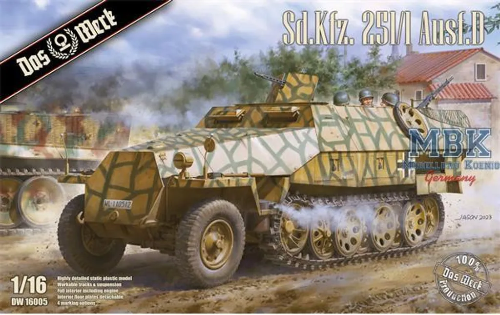 Maquette Sd.Kfz. 251/1 Ausf.D 1/16 avec détails intérieurs et moteur complet