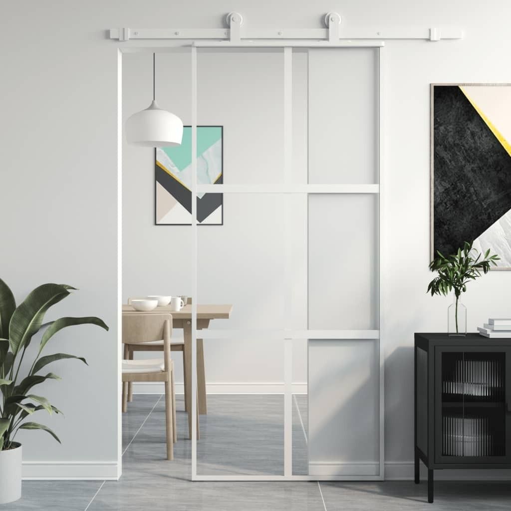 vidaXL Drzwi przesuwne białe 90x205 cm szkło hartowane i Zdjęcie produktu