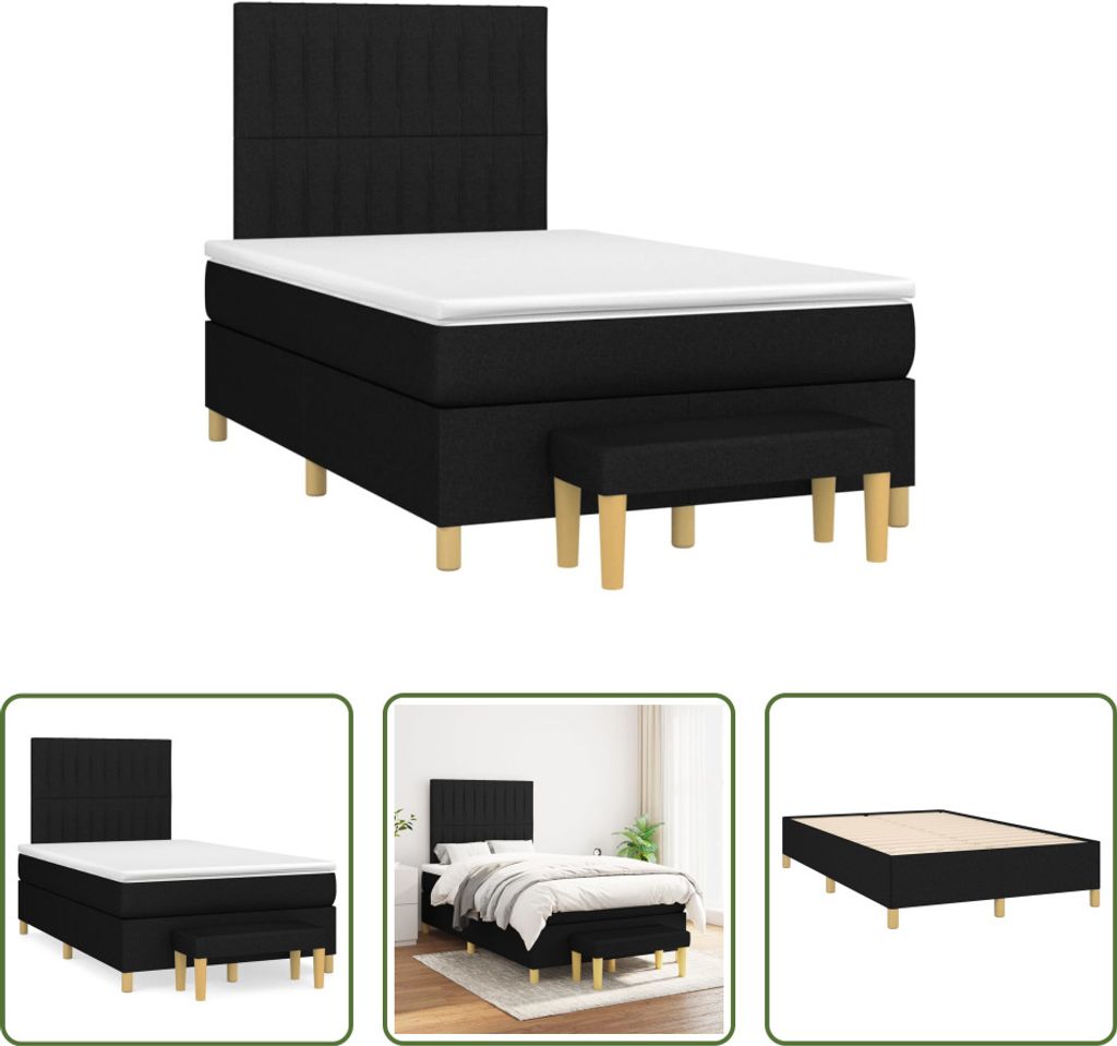 The Living Store Boxspringbett mit Matratze Schwarz 120x190 cm Stoff